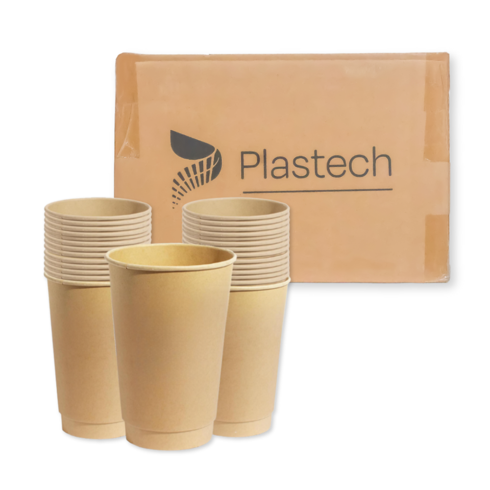 Bagasse Hot Cup - 16 oz. - Case - 500 Count, Single Wall, Bulk Packed, Zero Plastic, Certified Home Compostable, Plant-Based Disposable