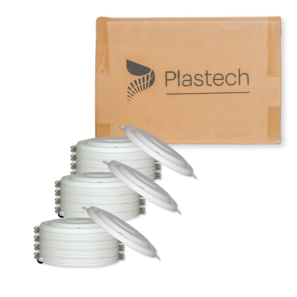 Bagasse Flat Lid - Case - 300 Count, Bulk Packed, Zero Plastic, Certified Home Compostable, Plant-Based Disposable