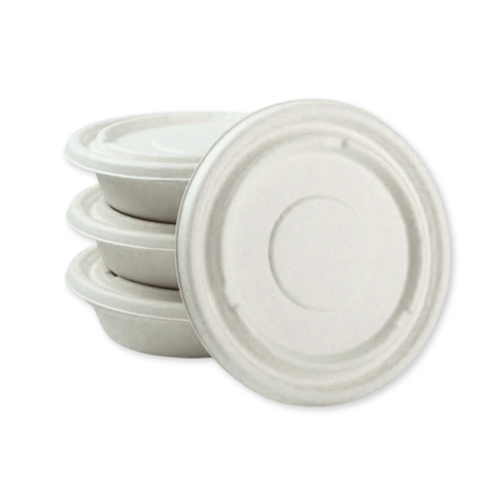 Bagasse Flat Lid - Case - 300 Count, Bulk Packed, Zero Plastic, Certified Home Compostable, Plant-Based Disposable