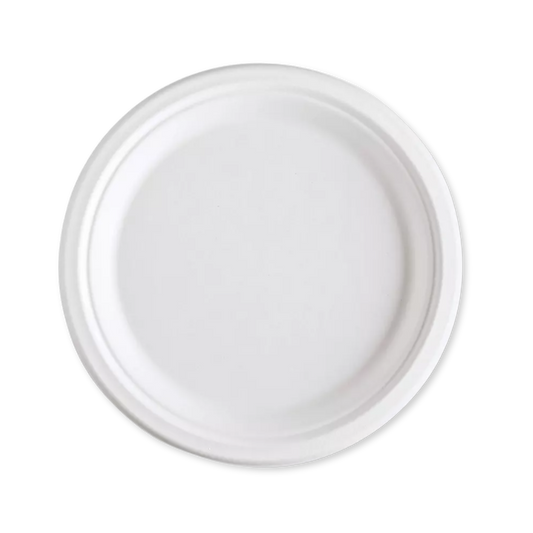 Bagasse Plate - 6" Round - Case - 1,000 Count, Bulk Packed, Zero Plastic, Certified Home Compostable, Plant-Based Disposable