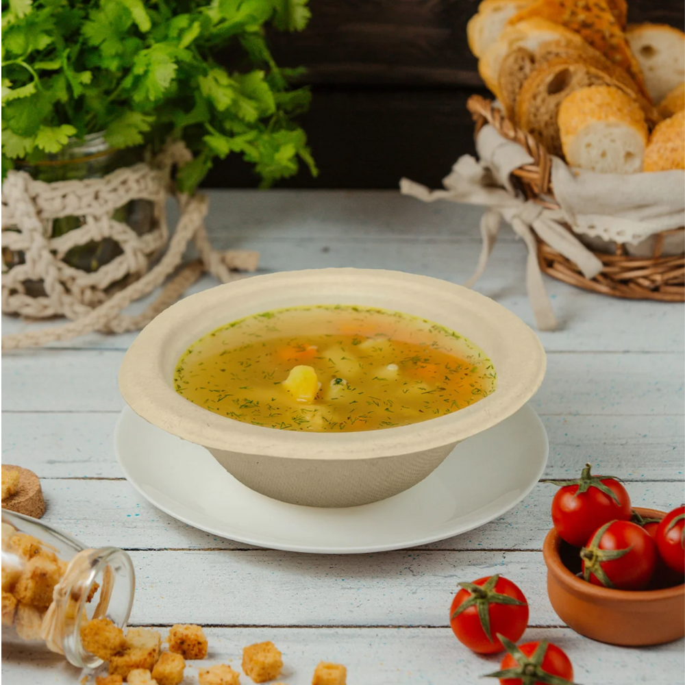 Bagasse Bowl - 12 oz. - Case - 500 Count, Bulk Packed, Zero Plastic, Certified Home Compostable, Plant-Based Disposable