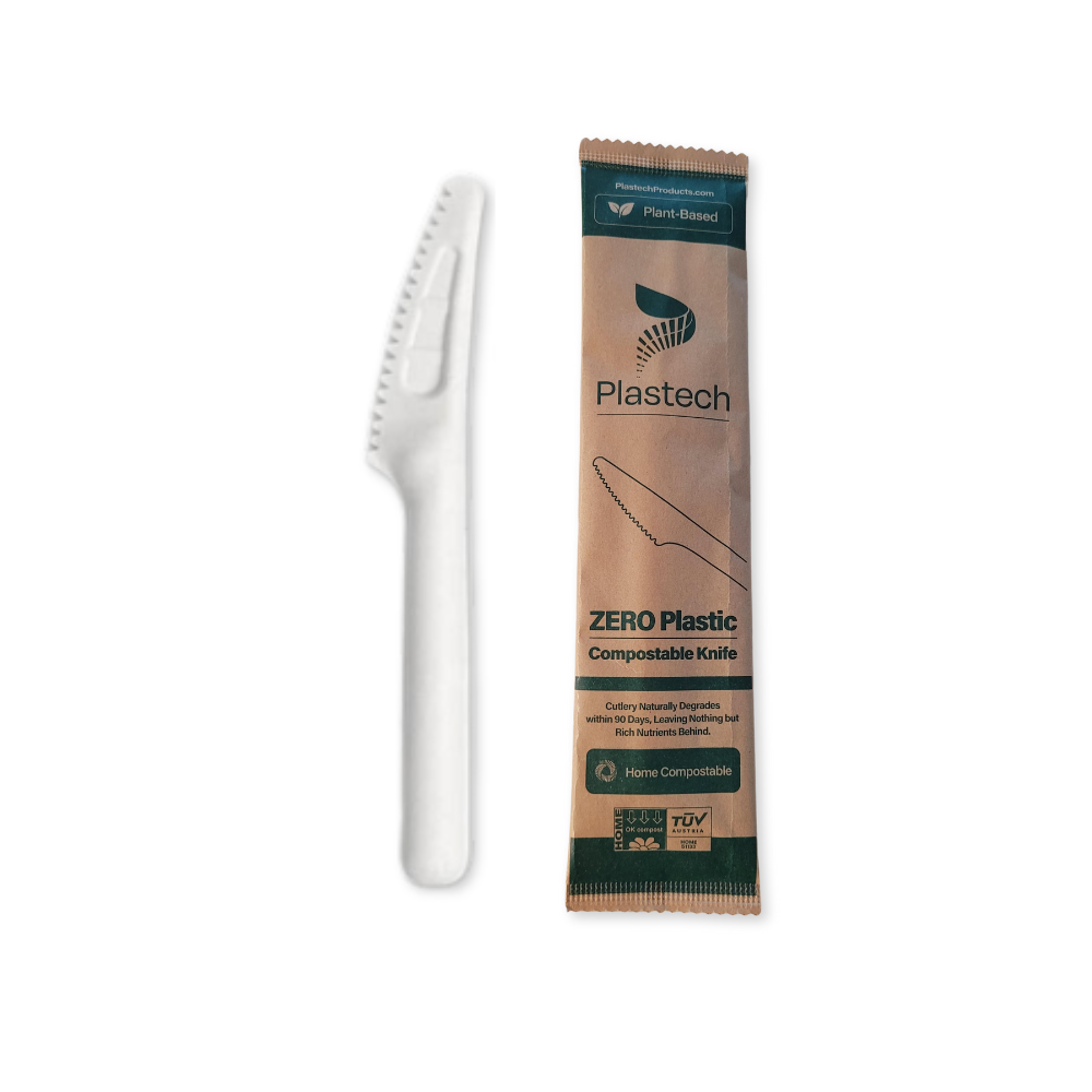 Bagasse Knives - Case - 1,000 Count, Bulk Pack, Plant-Based Disposable Utensils, Certified Home Compostable, 6.5 inch