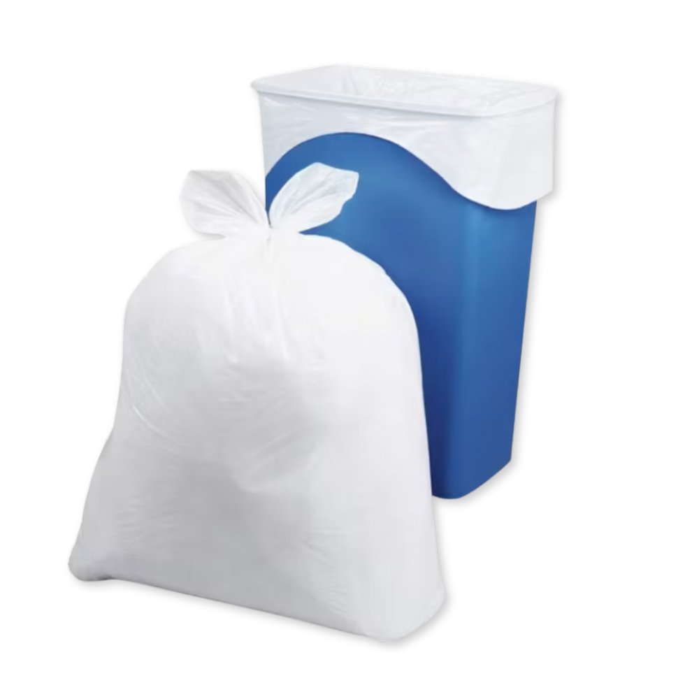 33 Gallon Trash Bags with Flap-Tie -  40 Count, Zero Plastic, Certified Home Compostable, Plant-Based, 32 x 38 inches, White