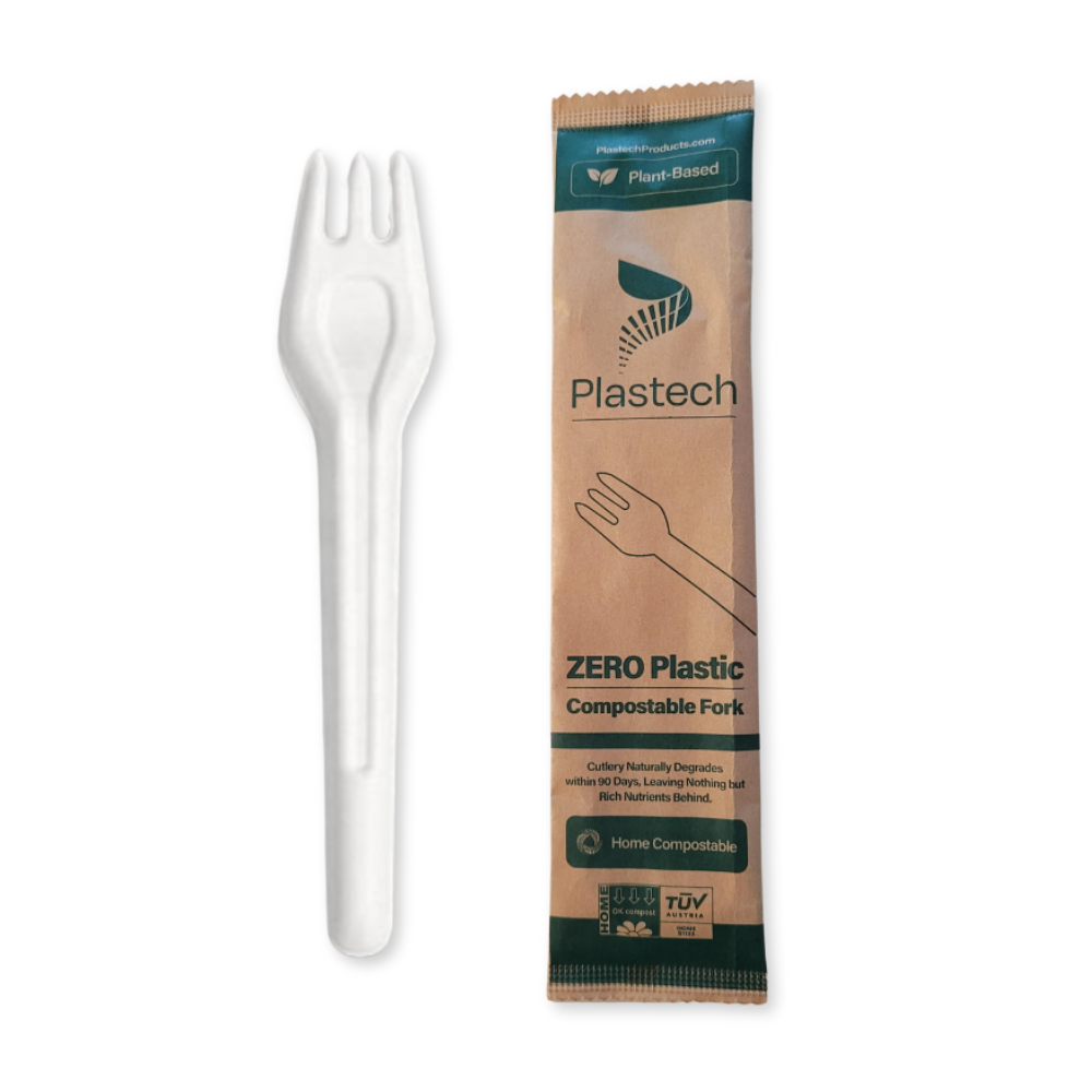 Bagasse Forks - Case - 1,000 Count, Bulk Pack, Plant-Based Disposable Utensils, Certified Home Compostable, 6.5 inch